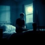 Ansiedad nocturna: persona sentada en la cama sin poder dormir durante la noche