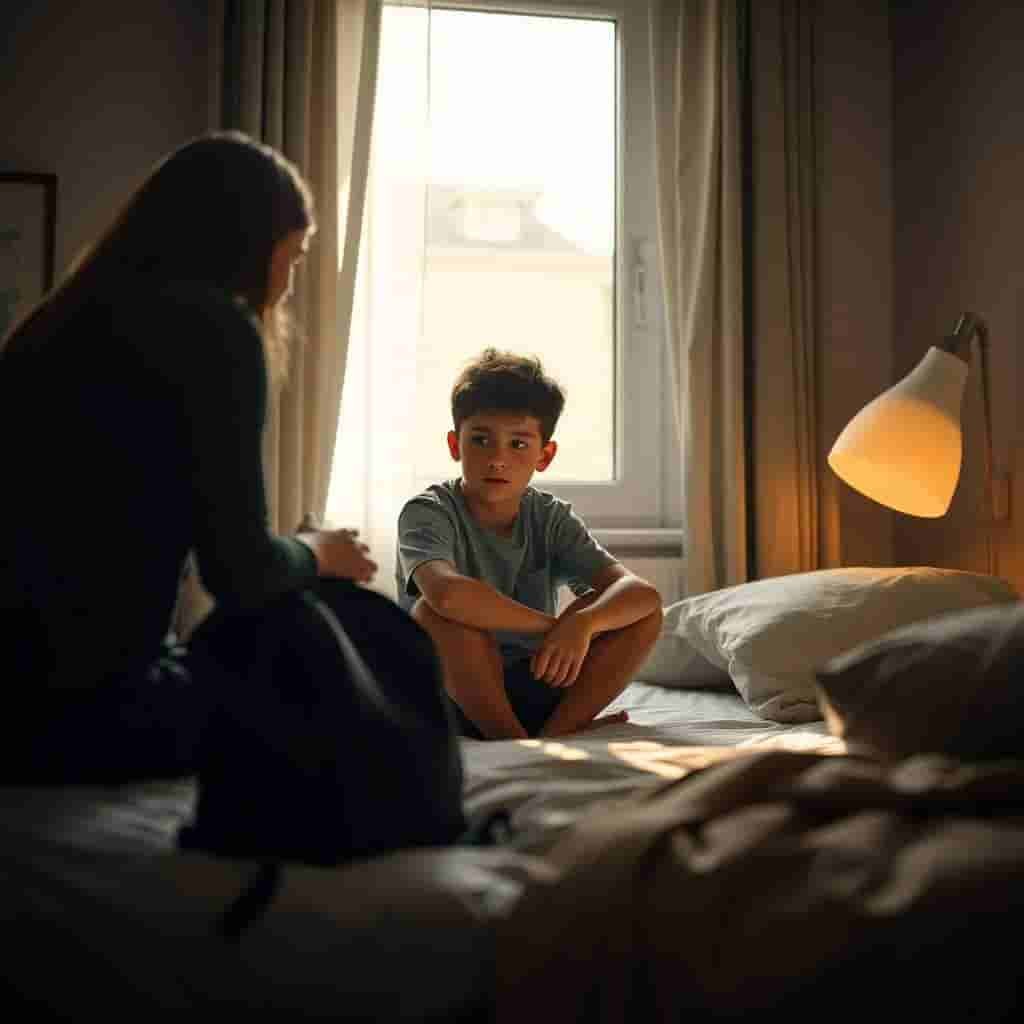 Adolescente preocupado antes de ir al colegio representando ansiedad escolar o rechazo escolar